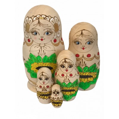 1440 - Woodburned Matryoshka Russian Nesting Dolls