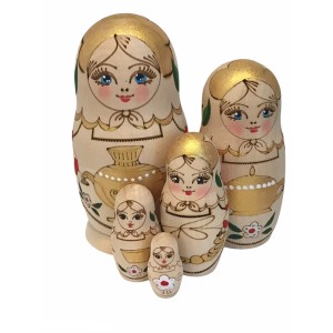 1445 - Woodburned Matryoshka Russian Nesting Dolls