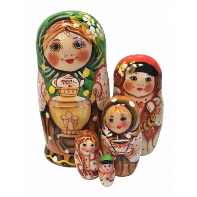 1484 - Matryoshka Russian Nesting Dolls Samovar