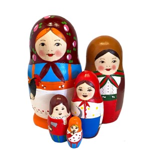 1662 - Rooster Matryoshka Russian Nesting Dolls