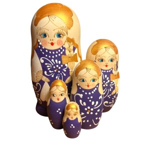 1752 - Matriochka Poupées Russes Pyrogravées Mauve 1752 - Matriochka Poupées Russes Pyrogravées Mauve