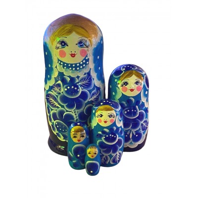 1812 - Blue Floral Matryoshka Russian Nesting Dolls