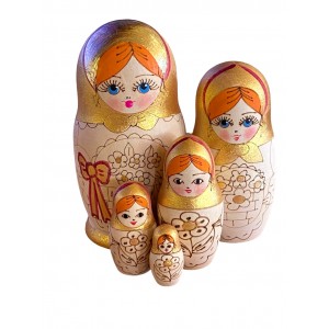 1830 - Woodburned Matryoshka Russian Nesting Dolls