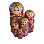 1835 - Burgundy Floral Matryoshka Russian Nesting Dolls