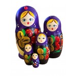 1840 - Matryoshka Russian Nesting Dolls Purple with Strawberries