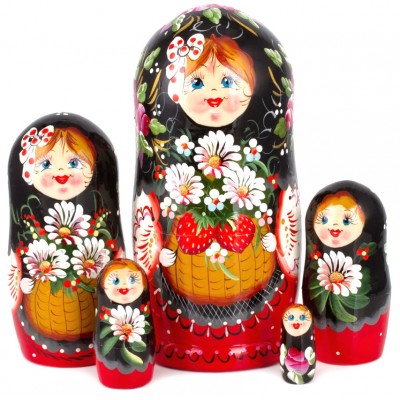 1857 - Matryoshka Russian Nesting Dolls Daisies