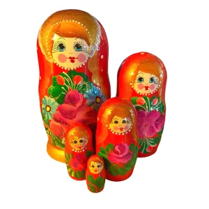 1869 - Matriochka Poupées Russes Motif Floral Rouge 1869 - Matriochka Poupées Russes Motif Floral Rouge