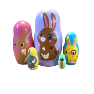 1945 - Matriochka Poupées Russes Famille de Lapins