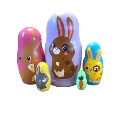 1945 - Matriochka Poupées Russes Famille de Lapins
