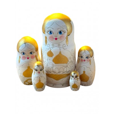 1955 - Woodburned Matryoshka Russian Nesting Dolls