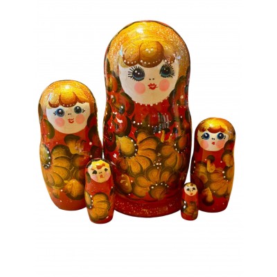 2015 - Burgundy Floral Matryoshka Russian Nesting Dolls