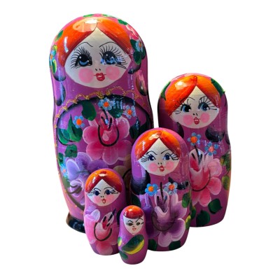 2052 - Matriochka Poupées Russes Motif Floral Rose
