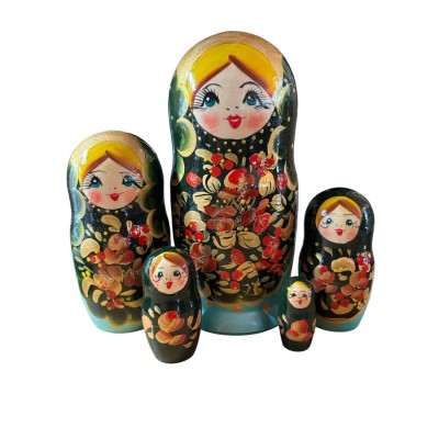 2089 - Matriochka Poupées Russes Motif Floral Turquoise et Vert