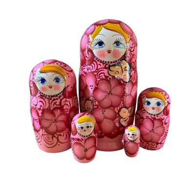 2093 - Matriochka Poupées Russes Motif Floral Rose