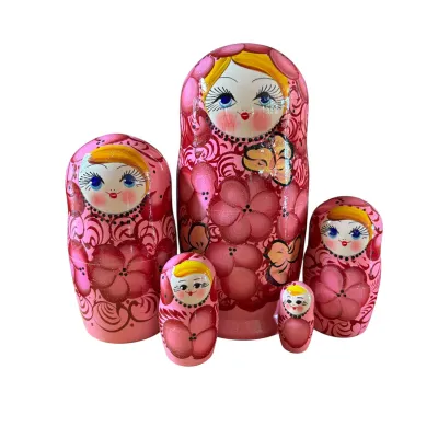2093 - Matriochka Poupées Russes Motif Floral Rose