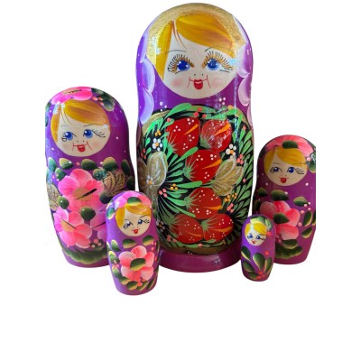 2129 - Matriochka Poupées Russes Motif avec Fraises