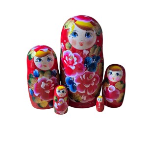 2153 - Matriochka Poupées Russes Motif Floral Rouge 2153 - Matriochka Poupées Russes Motif Floral Rouge