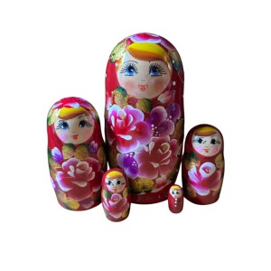 2159 - Matriochka Poupées Russes Motif Floral Rouge 2159 - Matriochka Poupées Russes Motif Floral Rouge