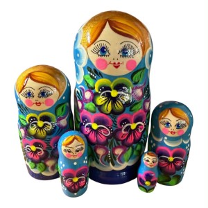 2176 - Blue Floral Matryoshka Russian Nesting Doll 2176 - Blue Floral Matryoshka Russian Nesting Doll