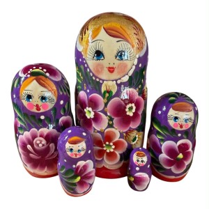 2177 - Purple and Red Floral Matryoshka Russian Nesting Doll 2177 - Purple and Red Floral Matryoshka Russian Nesting Doll