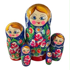 2179 - Blue and Red Floral Matryoshka Russian Nesting Doll 2179 - Blue and Red Floral Matryoshka Russian Nesting Doll