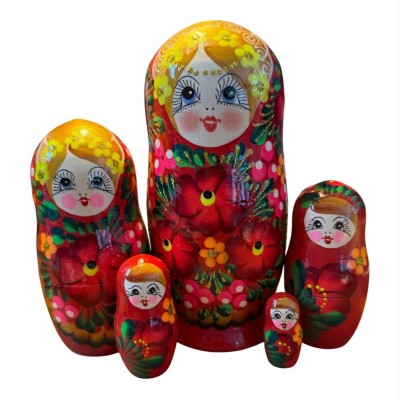 2188 - Matriochka Poupées Russes Motif Floral Rouge 2188 - Matriochka Poupées Russes Motif Floral Rouge