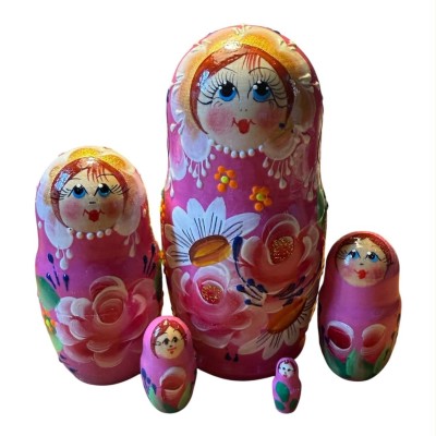 2206 - Matriochka Poupées Russes Motif Floral Rose