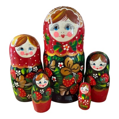 2219 - Matriochka Poupées Russes Motif avec Fraises