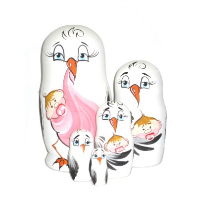 685 - Stork Girl Matryoshka Russian Nesting Dolls