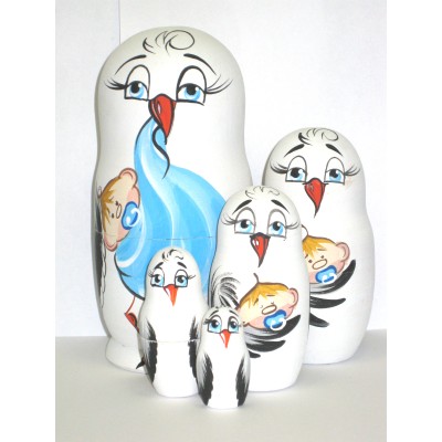 686 - Matriochka Poupées Russes Cigogne Garçon