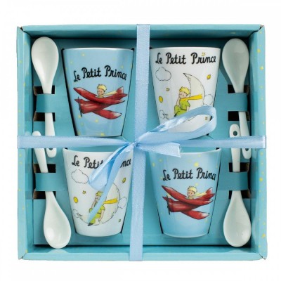 Set of 4 Plane and Moon Le Petit Prince Coffee Cups