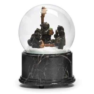Crèche Ours Noirs Boule à Neige Musicale