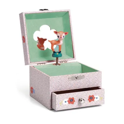 Wood Fawn Musical Jewelry Box