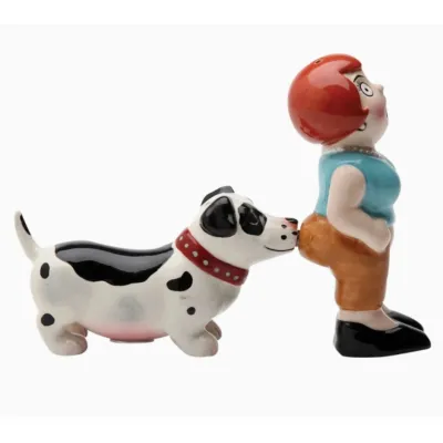 Femme et Chien Salière Poivrière