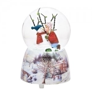 Young Girl and Snowman Musical Waterglobe