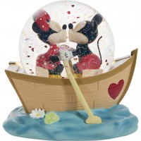 MIckey and Minnie in Rawboat Musical Snowglobe Precious Moments