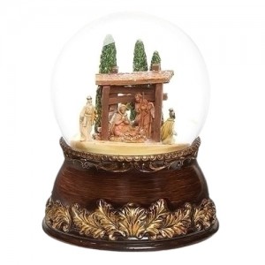 Nativity Woodtone Base Musical Waterglobe