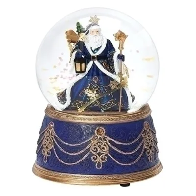 Père Noël Bleu Boule à Neige Musicale