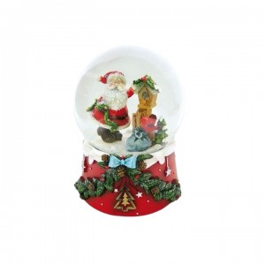 Santa Claus and Bird House Musical Snowglobe