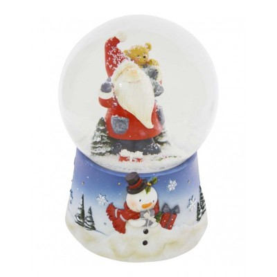 Santa Claus and Teddy Bear Musical Snowglobe