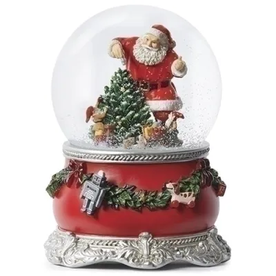 Santa Claus and Elves Musical Snowglobe