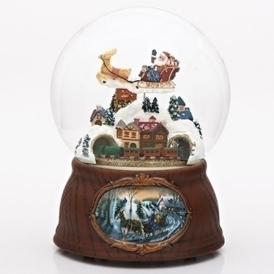 Santa and Train in the Mountain Musical Waterglobe