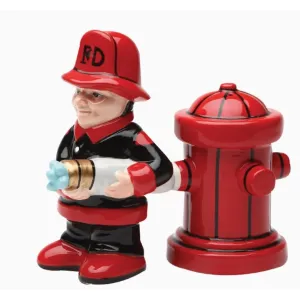 Fireman and Fire Hydrant Salt and Pepper Shakers