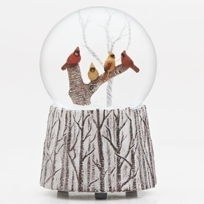 Cardinals in Winter Musical Snowglobe