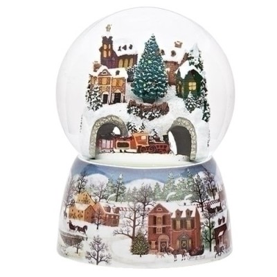 Christmas Village with Train Musical Waterglobe