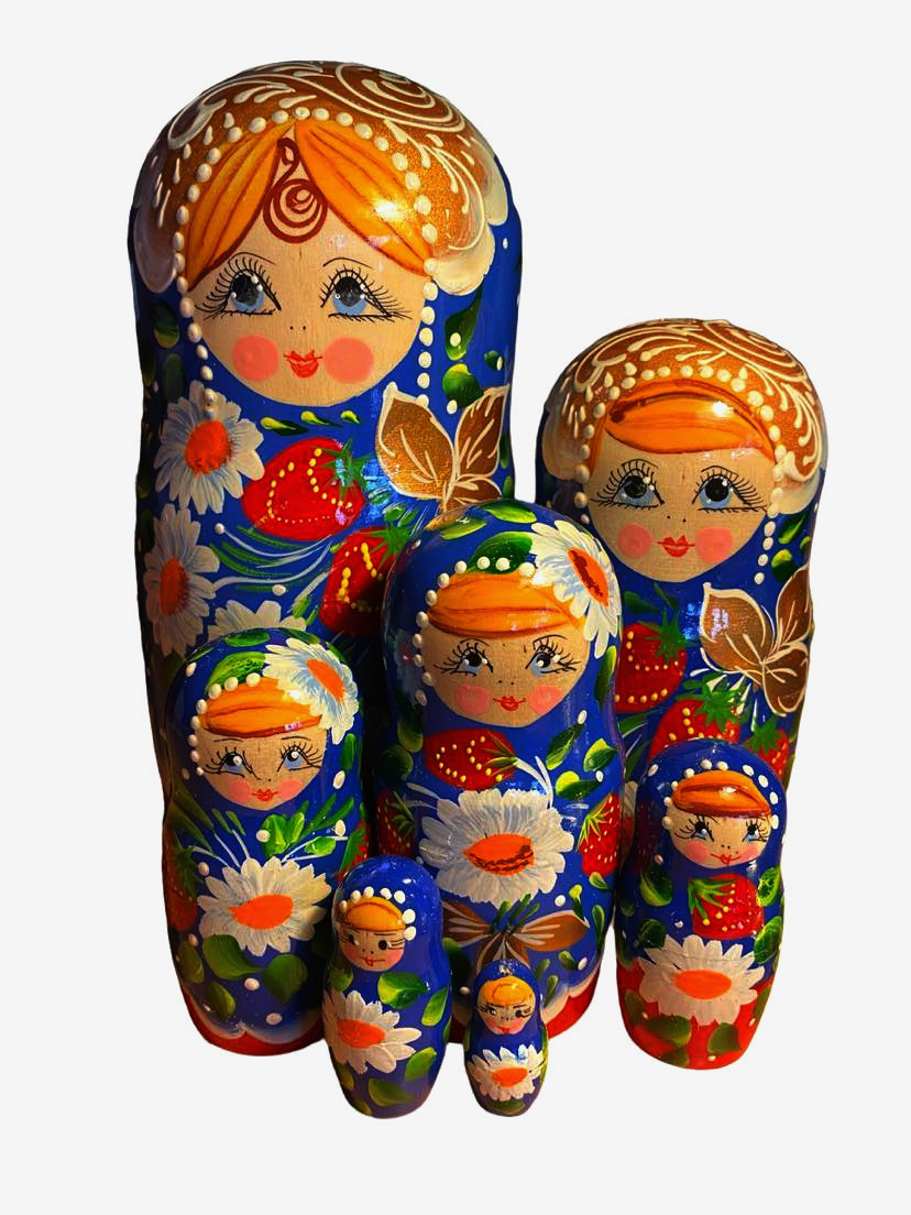 Semenovskaya Matriochka Babushka Lot de 4 poupées russes en bois 9 cm Rospis