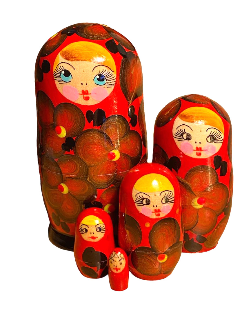 Matryoshka Red and Black Russian Nesting Dolls - Boutique