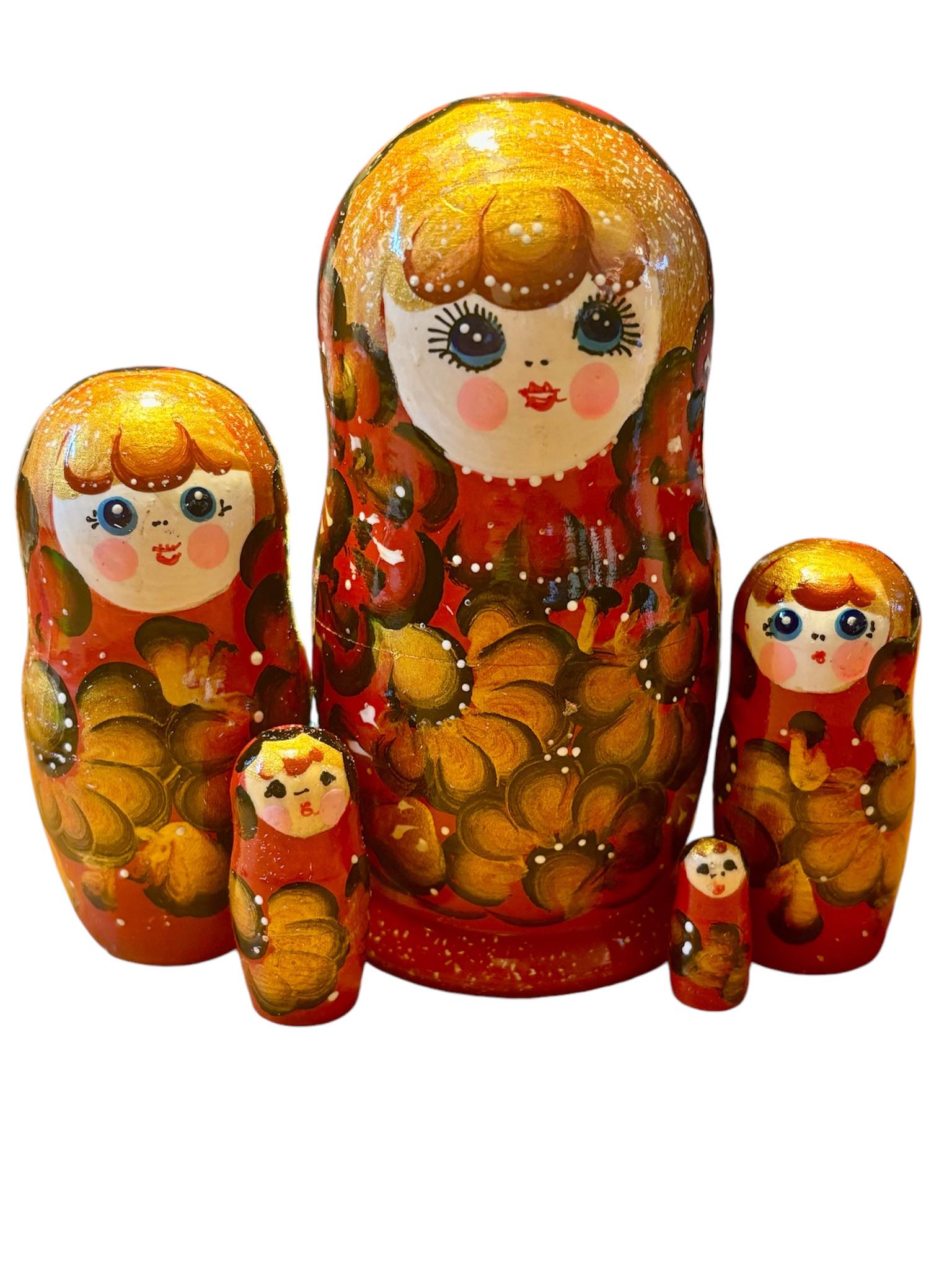 Burgundy Floral Matryoshka Russian Nesting Dolls - Boutique