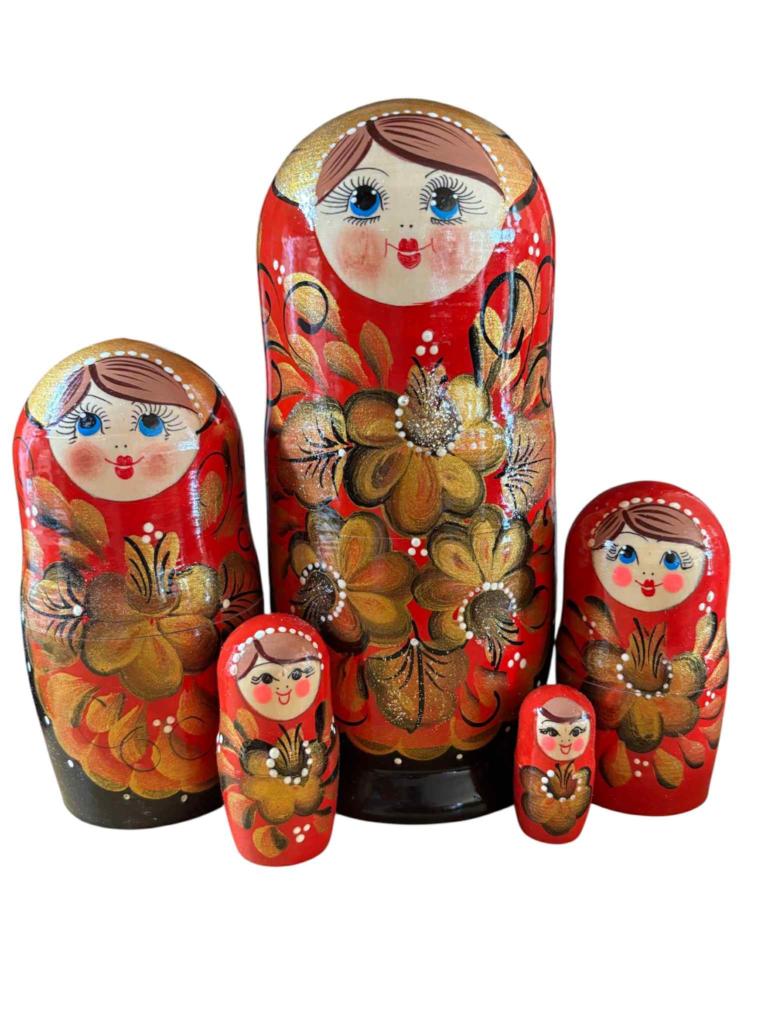 Matriochka Poupées Russes Motif Floral Rouge et Rose - Boutique Brin de Folie